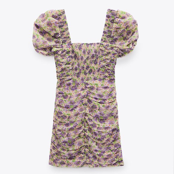 ZARA PRINTED DRAPED DRESS TRF MAUVE - Picture 3 of 14